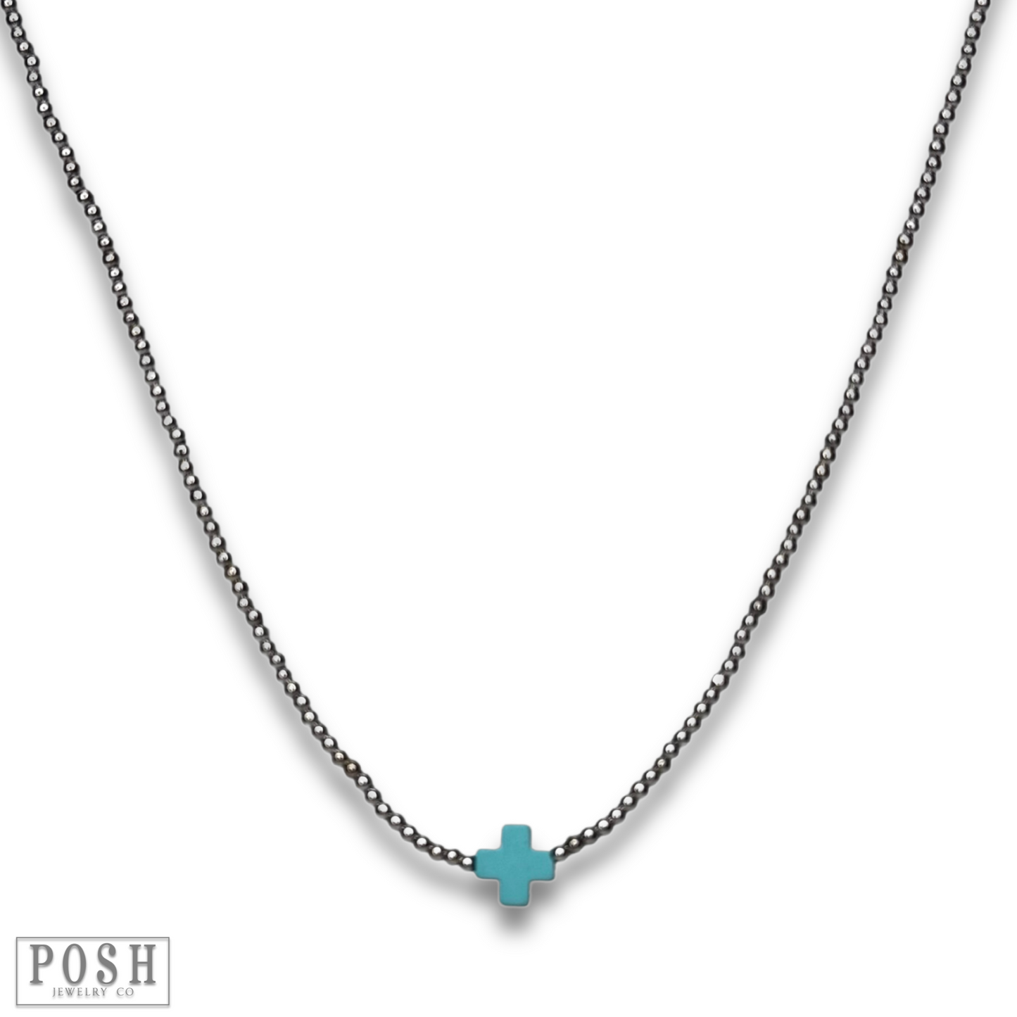 Bead chain cross layering necklace