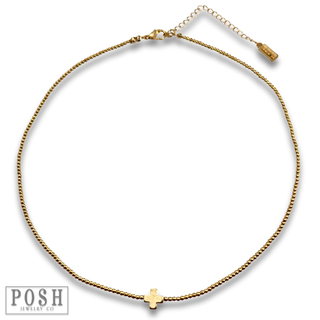 Bead chain cross layering necklace