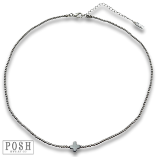 Bead chain cross layering necklace