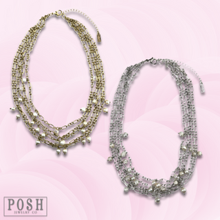 Freshwater pearl multi-drop chain necklace