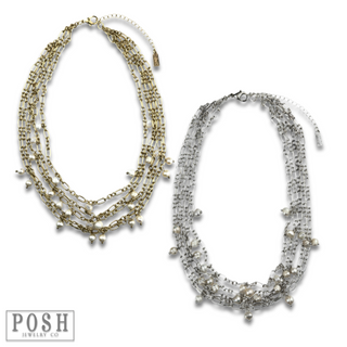 Freshwater pearl multi-drop chain necklace
