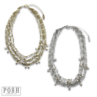 Freshwater pearl multi-drop chain necklace