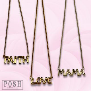 Bubble letter pendant necklace