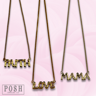 Bubble letter pendant necklace