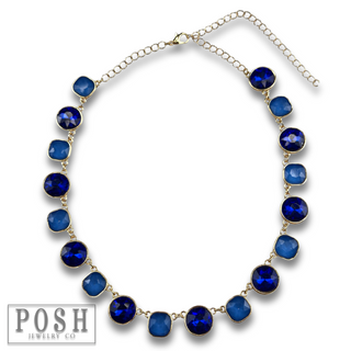 Round and square rhinestone linked necklace
