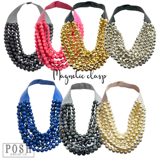 Multi-strand magnetic clasp necklace