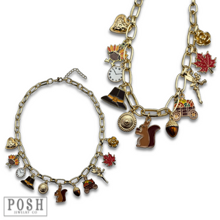 Fall theme charm necklace