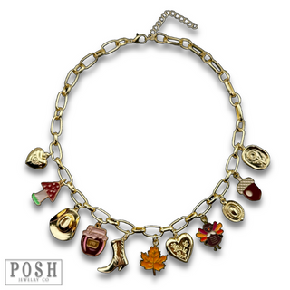 Fall theme charm necklace