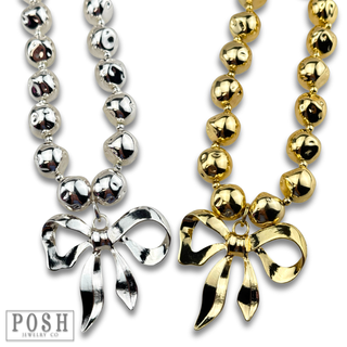 Large bow pendant necklace