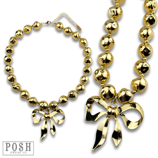 Large bow pendant necklace