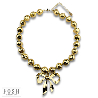 Large bow pendant necklace