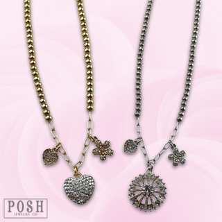 Rhinestone charm necklace