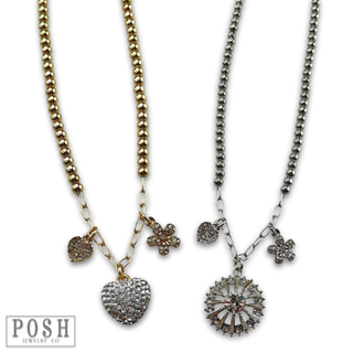 Rhinestone charm necklace