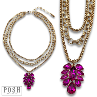 Rhinestone waterfall pendant and chain necklace