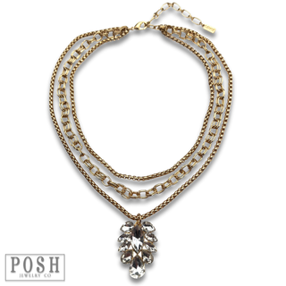 Rhinestone waterfall pendant and chain necklace