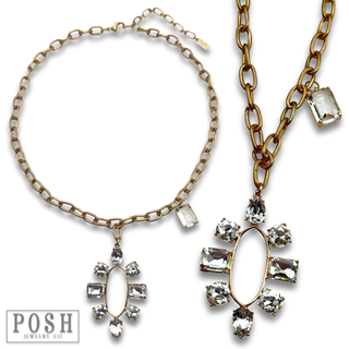 Rhinestone pendant and chain necklace