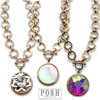 Chunky chain and round pendant necklace