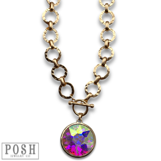 Chunky chain and round pendant necklace