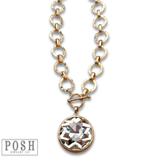Chunky chain and round pendant necklace