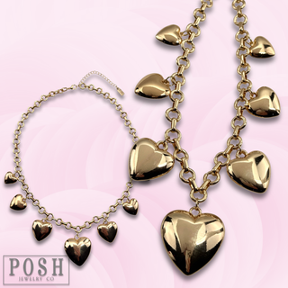 Puffed heart charm necklace