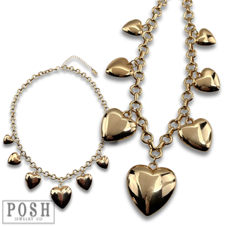 Puffed heart charm necklace