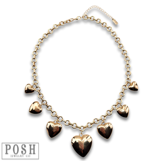 Puffed heart charm necklace