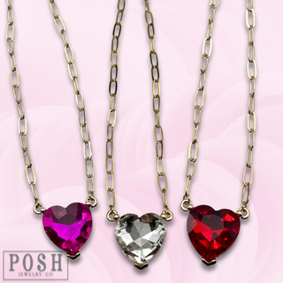 Rhinestone heart pendant necklace