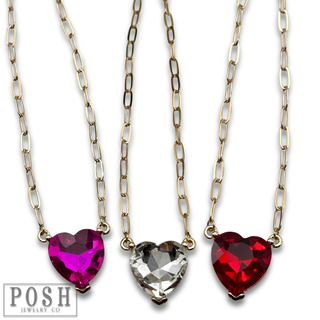 Rhinestone heart pendant necklace