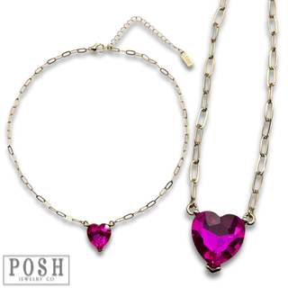 Rhinestone heart pendant necklace