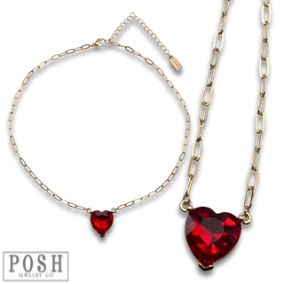 Rhinestone heart pendant necklace