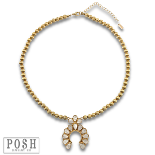 Mother of pearl look squash blossom pendant necklace