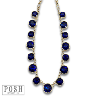 Round and square rhinestone linked necklace