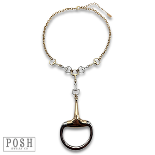 Mixed metal equestrian horse bit necklace