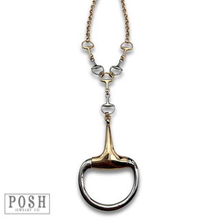 Mixed metal equestrian horse bit necklace