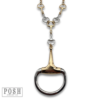 Mixed metal equestrian horse bit necklace