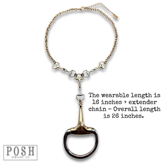Mixed metal equestrian horse bit necklace