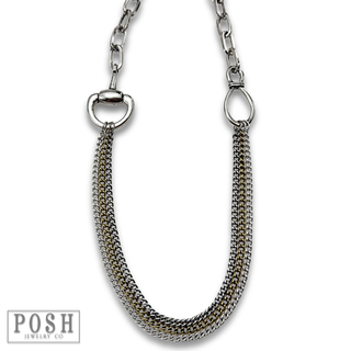 Multi-chain equestrian horse bit charm necklace