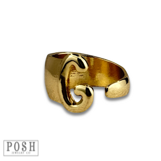 Bubble letter monogram initial ring