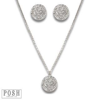 Pave rhinestone necklace and earring set, last call