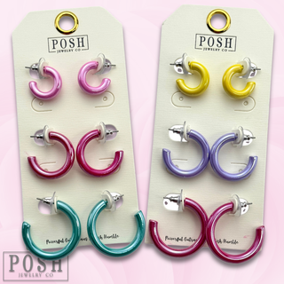 Multi-color hoop earring set - LC