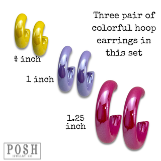 Multi-color hoop earring set - LC