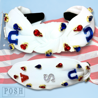 USA rhinestone headband