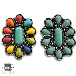 Stone oval flower ring - LC