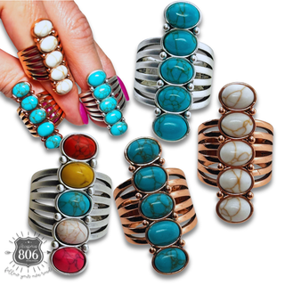 Adjustable stone bar ring - LC