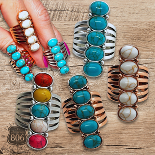 Adjustable stone bar ring - LC