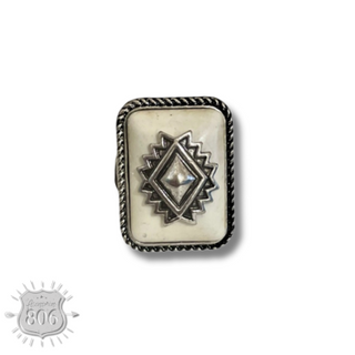 Rectangle aztec stone ring