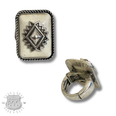 Rectangle aztec stone ring
