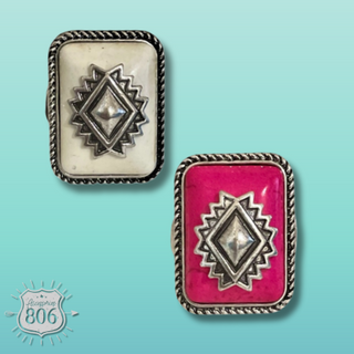 Rectangle aztec stone ring
