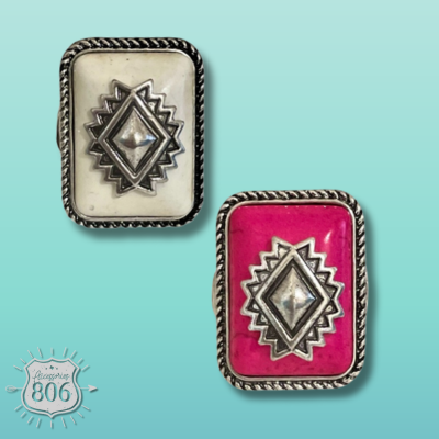 Rectangle aztec stone ring