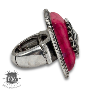 Western rectangle aztec stone ring - LC